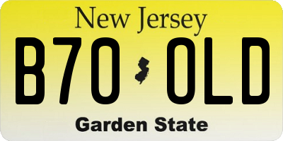 NJ license plate B70OLD