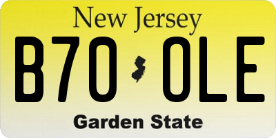 NJ license plate B70OLE