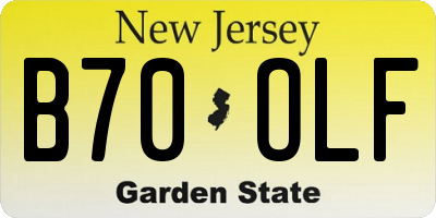 NJ license plate B70OLF
