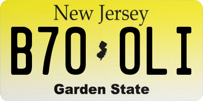 NJ license plate B70OLI