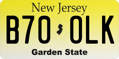 NJ license plate B70OLK