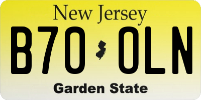 NJ license plate B70OLN