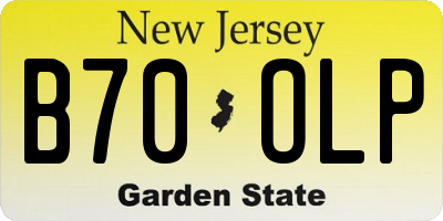 NJ license plate B70OLP