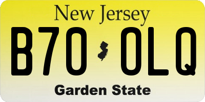 NJ license plate B70OLQ