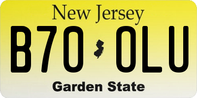 NJ license plate B70OLU