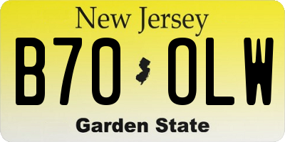 NJ license plate B70OLW