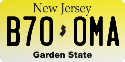 NJ license plate B70OMA
