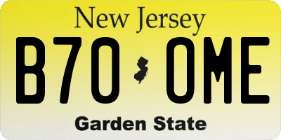 NJ license plate B70OME
