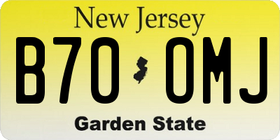 NJ license plate B70OMJ