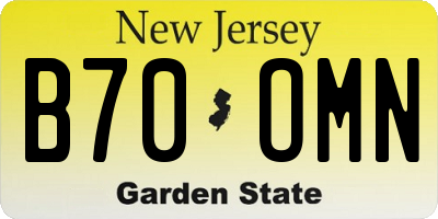 NJ license plate B70OMN