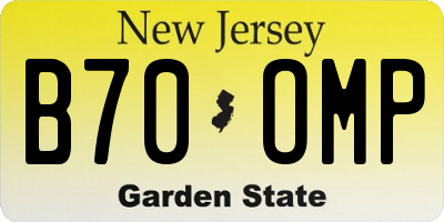 NJ license plate B70OMP