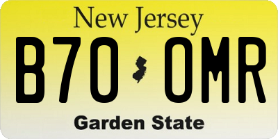 NJ license plate B70OMR