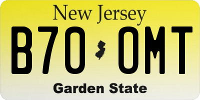 NJ license plate B70OMT