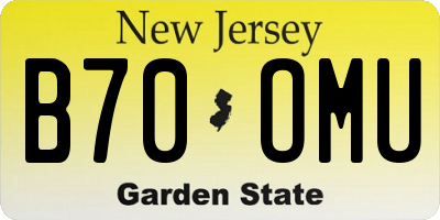 NJ license plate B70OMU