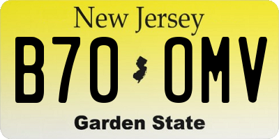 NJ license plate B70OMV