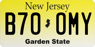 NJ license plate B70OMY
