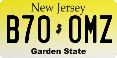 NJ license plate B70OMZ