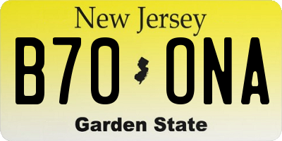NJ license plate B70ONA