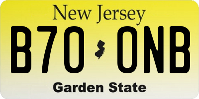 NJ license plate B70ONB