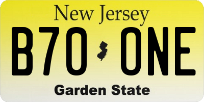 NJ license plate B70ONE