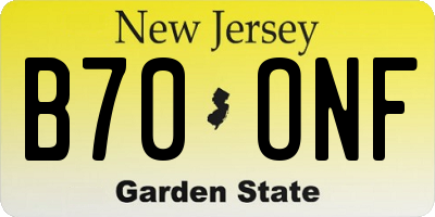 NJ license plate B70ONF