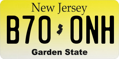 NJ license plate B70ONH