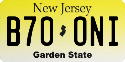 NJ license plate B70ONI