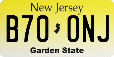 NJ license plate B70ONJ