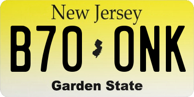NJ license plate B70ONK