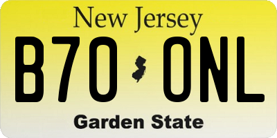 NJ license plate B70ONL