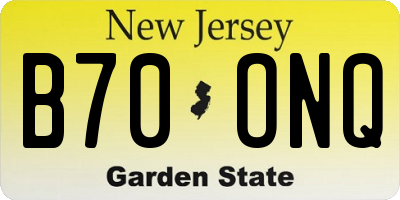 NJ license plate B70ONQ