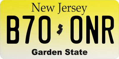 NJ license plate B70ONR