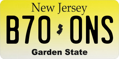 NJ license plate B70ONS