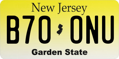 NJ license plate B70ONU