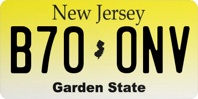 NJ license plate B70ONV