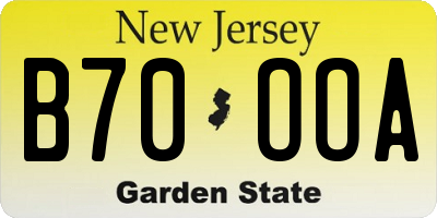 NJ license plate B70OOA