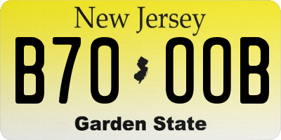 NJ license plate B70OOB