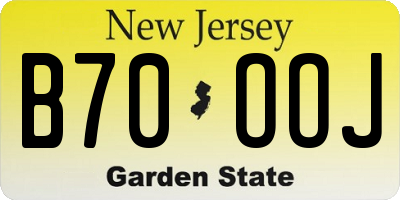 NJ license plate B70OOJ