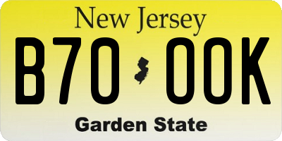 NJ license plate B70OOK