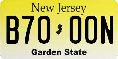 NJ license plate B70OON