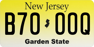 NJ license plate B70OOQ