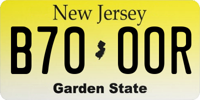 NJ license plate B70OOR