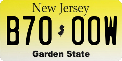 NJ license plate B70OOW