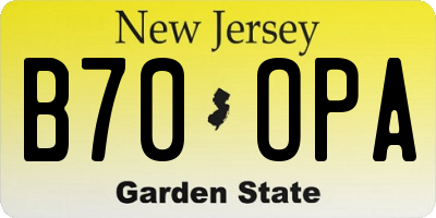 NJ license plate B70OPA