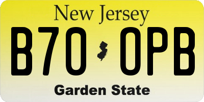 NJ license plate B70OPB