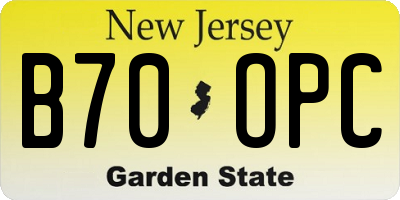 NJ license plate B70OPC