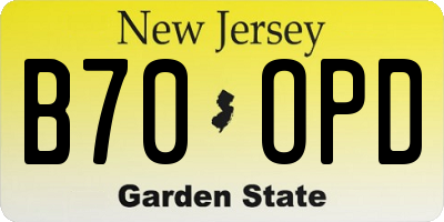 NJ license plate B70OPD
