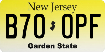 NJ license plate B70OPF