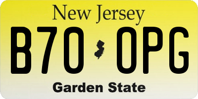 NJ license plate B70OPG