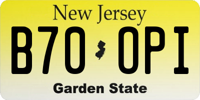 NJ license plate B70OPI